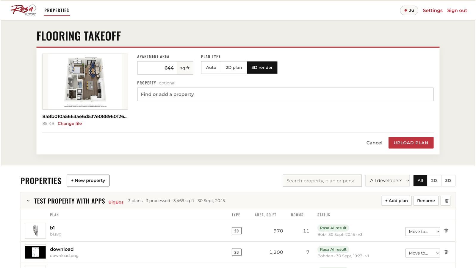 Floor plan measurement tool, step 01: Upload the floor plans