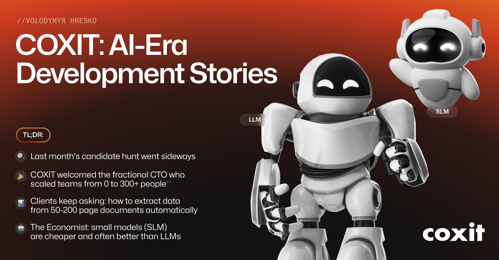 COXIT October 2025 newsletter: AI engineers who don't accept offers, document extraction, and LLMs vs SLMs